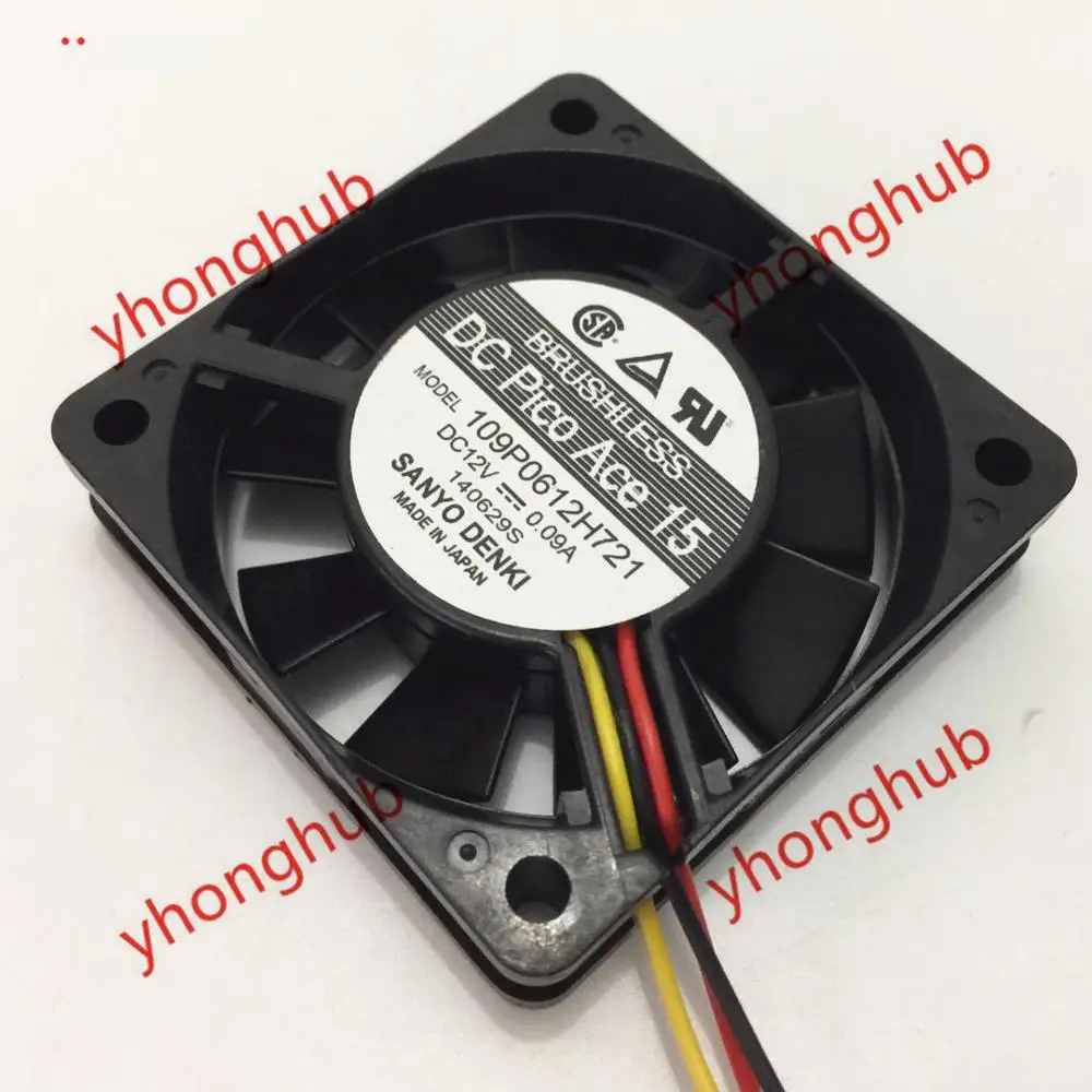 

SANYO DENKI 109P0612H721 DC 12V 0.09A 60x60x15mm 3-Wire Server Cooling Fan