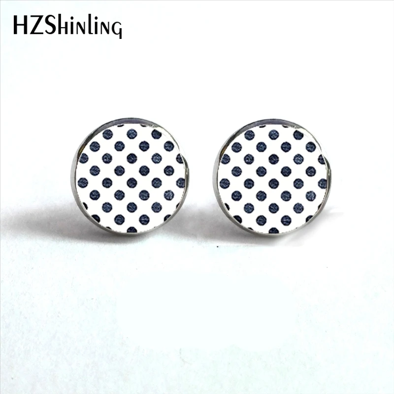 NES-0048  Polka Dot Earrings Colorful Dots Stud Earring  Polka Dots Glass Dome Earrings For Women HZ4