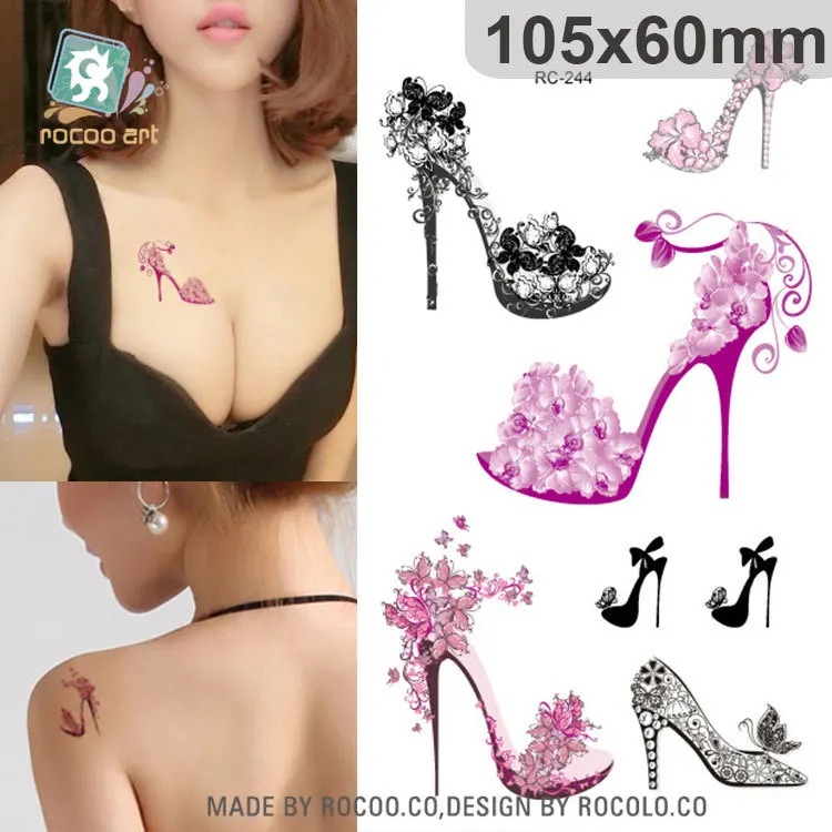 Waterproof Temporary Tattoo Sticker on body sexy High-heeled shoes tatto stickers flash tatoo fake tattoos for girl women