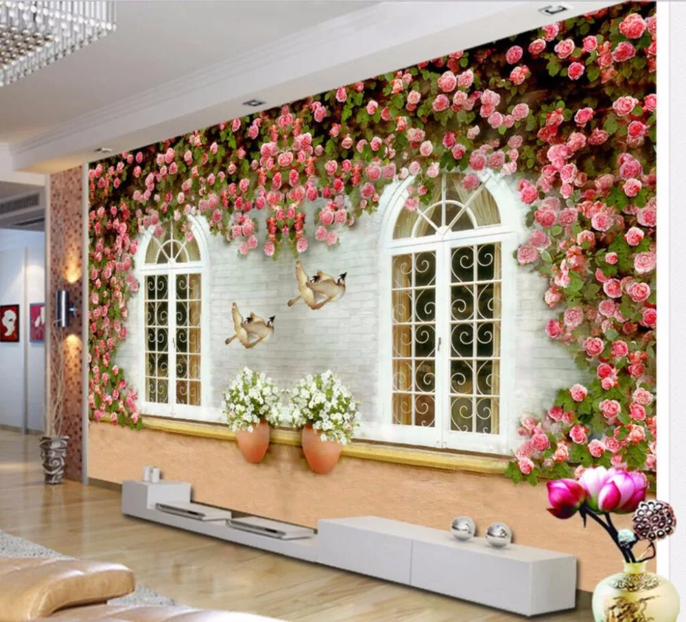 

Beibehang Custom Wallpaper Home Decorative Mural Fashion Romantic Rose Flower TV Sofa Background Wall mural photo 3d wallpaper