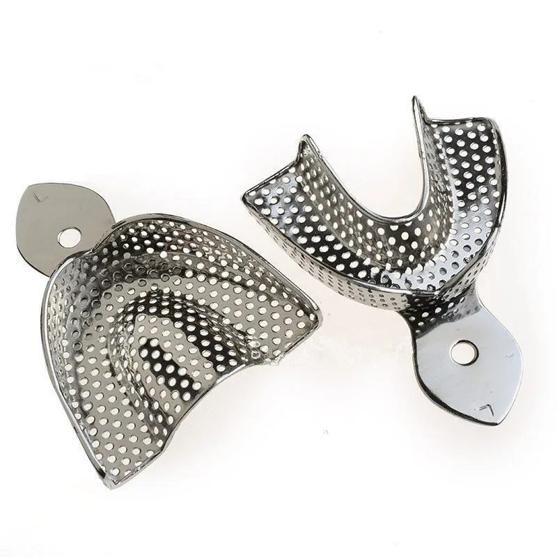 1 Set Dental Lab Equipment L/M/S Size Upper Lower Stainless Steel Impression Trays For Dental Lab Free Shipping