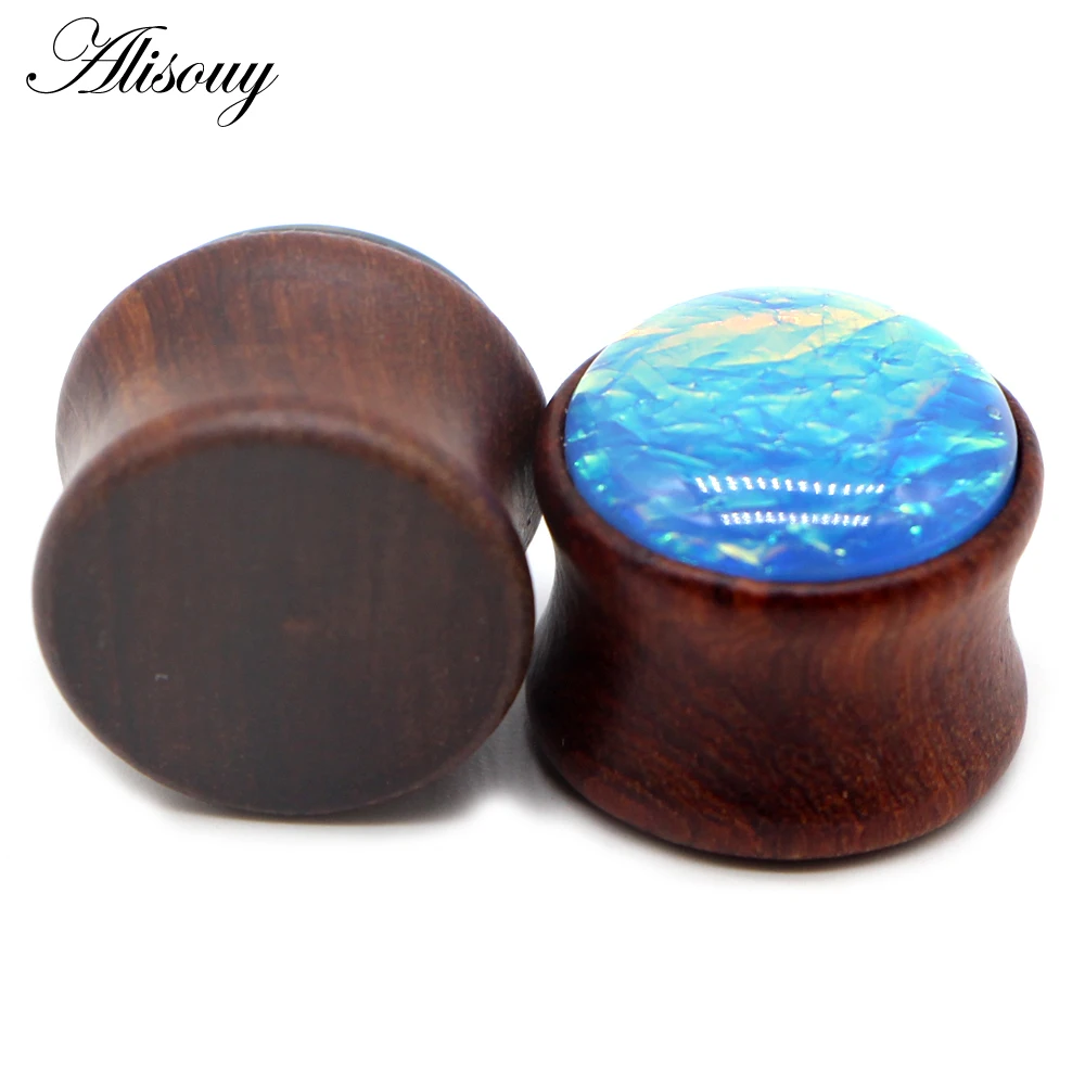 Alisouy 1 piece Ear Plugs Wood Flesh Tunnels Saddle Ear Gauges 8- 25mm Solid Hollow Body Piercing Jewelry Men Women Expanders