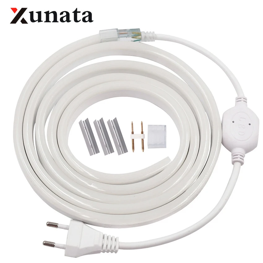 Fita rgb led neon 220v com controle de intensidade., kit de fita flexível à prova d'água, com 5m, 20m e 2835 m de comprimento.