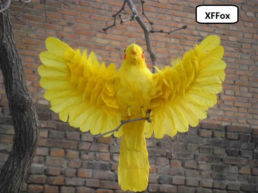 new real life parrot model foam&feather simulation wings yellow parrot bird gift about 30x50cm xf0310