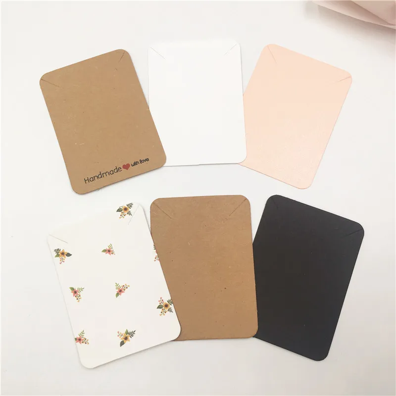 30Pcs/Lot Flowers Printed and Blank Kraft Paper Cardboard Colorful Popular Necklace Jewelry Displays Packaging Cards Customized