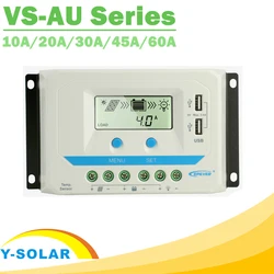 EPever PWM 10A/20A/30A/45A/60A Solar Charge Controller VS-AU Series Backlight LCD Dual USB PV Charger Regulator for Solar Home