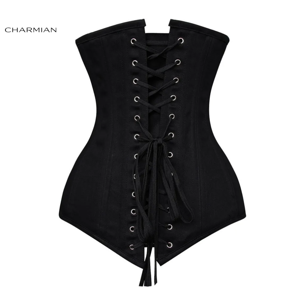 Charmian Women Underbust corsetto 26 broccato disossato in acciaio Torso lungo Plus Size allenamento in vita Cincher clessidra Body Shaper corsetti