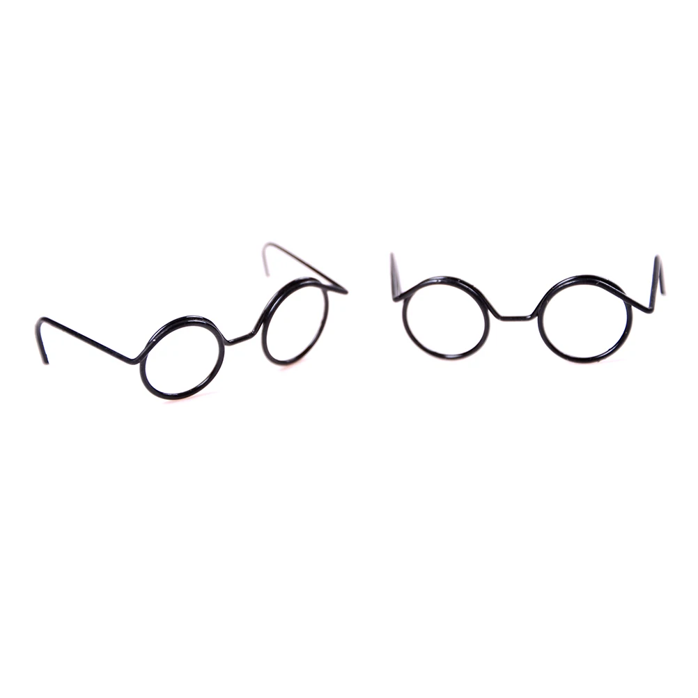 2PCS Top Selling Fashion Round Frame Lensless Retro Cool Doll Glasses For BJD Doll 1/6 30cm Doll Accessories