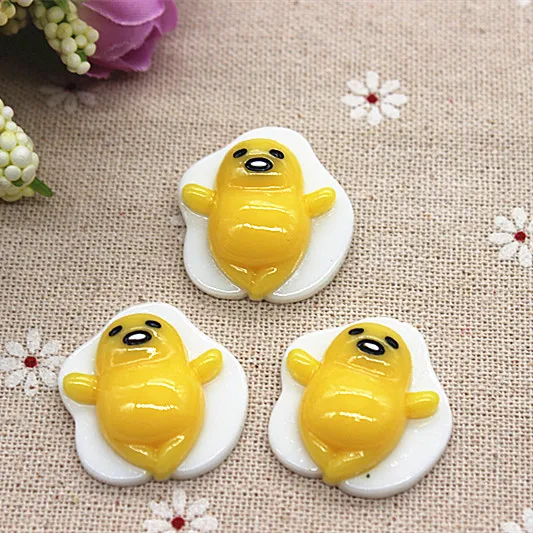 10PCS Kawaii Resin Cartoon New Poached Eggs Flatback Cabochon Embellishment Accessories DIY Scrapbooking Craft Making,27*29mm