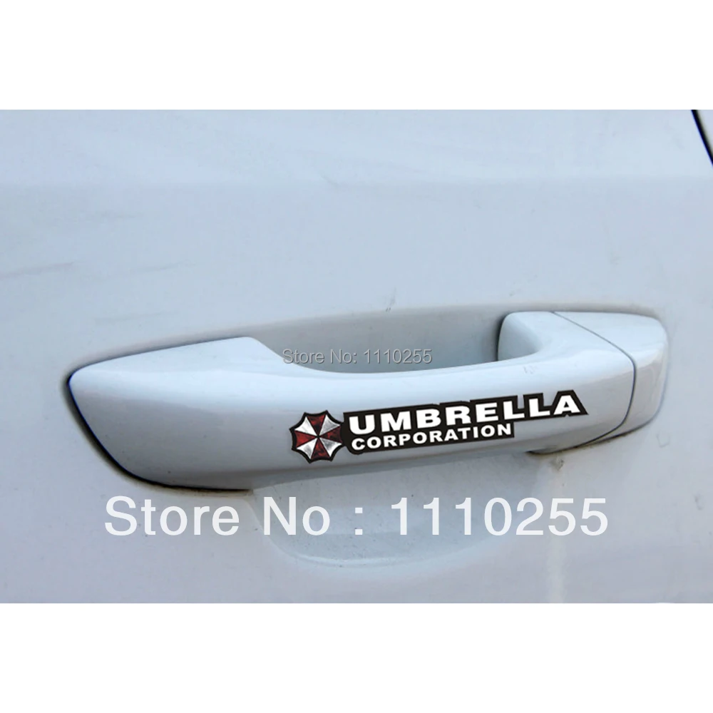 Aliauto 4 x Umbrella corporation Car Door Handle sticker And Decal for Toyota Ford Chevy Volkswagen polo skoda Honda Hyundai Kia