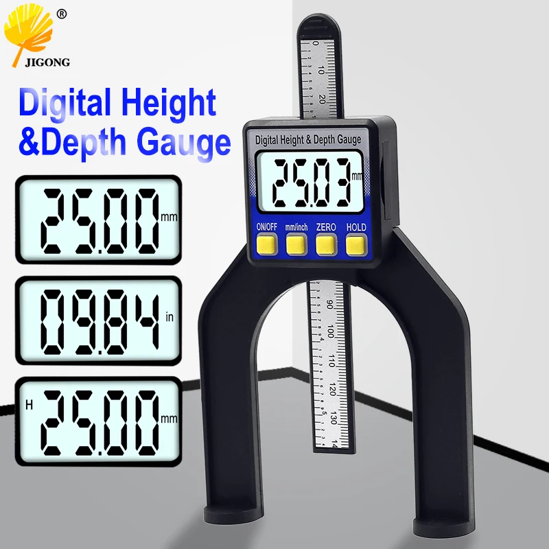 Digital Depth Caliper height gauge Digital Tread Depth Gauge LCD Magnetic Self Standing Aperture 0-80mm