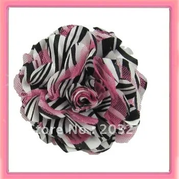 Wholesale - 7colors for your choose 3'' zebra Satin mesh silk flowers   FreeShipping