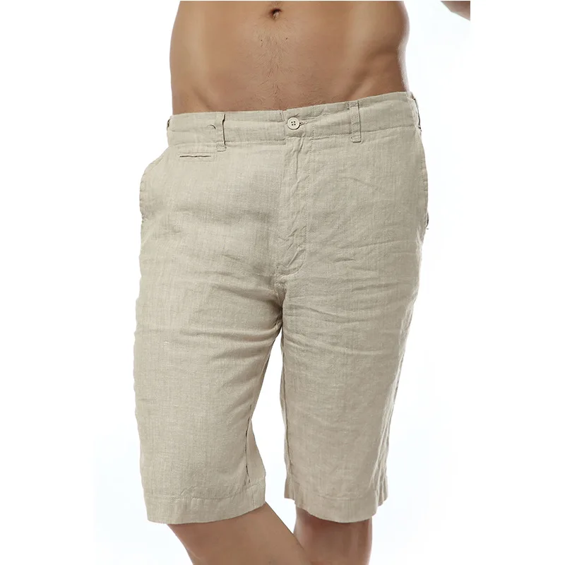 New French board shorts men linen solid beach shorts mens flax casual mens short brand designer men short summer bermuda