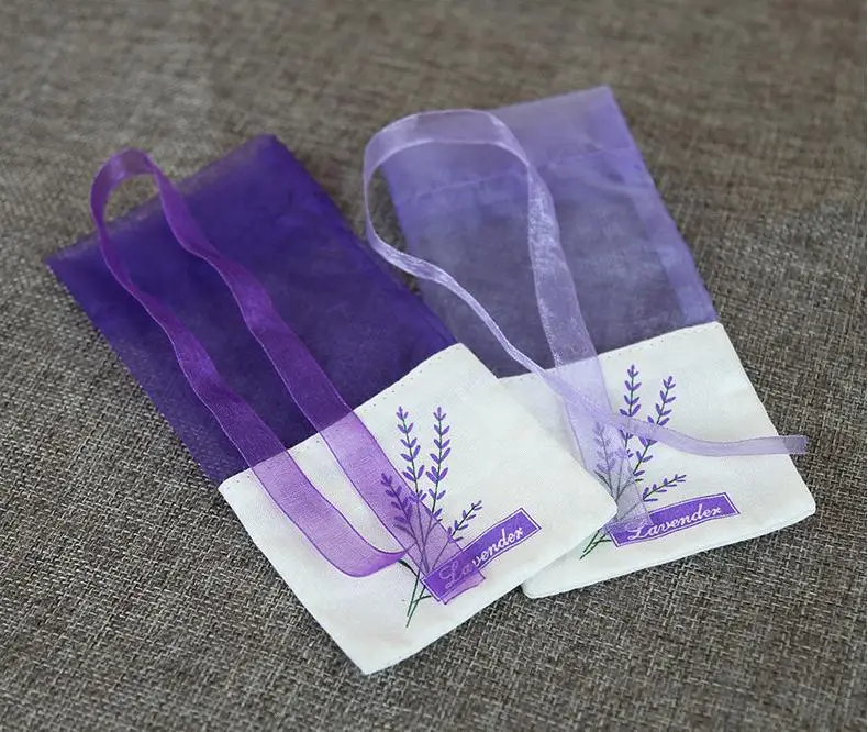 200pcs/lot Purple Cotton Lavender Sachet Bag Wardrobe Sachet Mesh Carry Bag Car Mosquito Repellent Herbal Medicine Bag SN1232