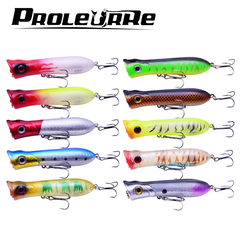 

10pcs 8 cm 11.5g Popper Fishing Lure isca artificial fishing hard bait Crankbait Pencil Floating Wobblers Topwater tackle