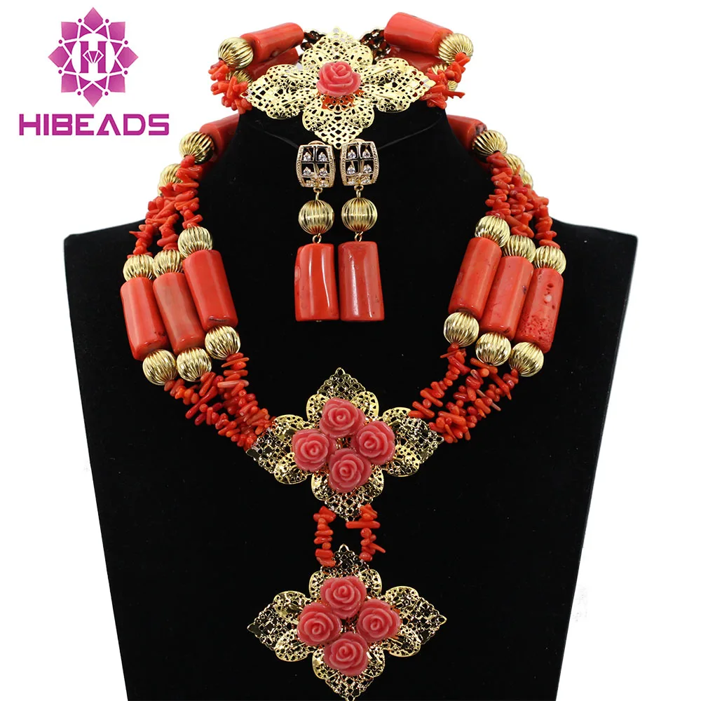 

Dubai Bridal Jewelry Set African Jewelry Sets Flower Statement Necklace Set Wedding Coral Beads Jewelry Set Free Shipping ABL168