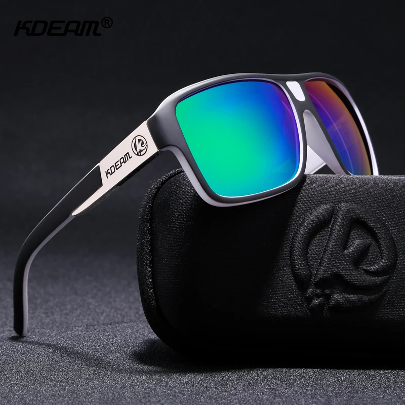 KDEAM New Mirror Sunglasses Men Sports Eyewear Women Polarized Big Size Sun Glasses UV400 Protection With Hard Case KD520