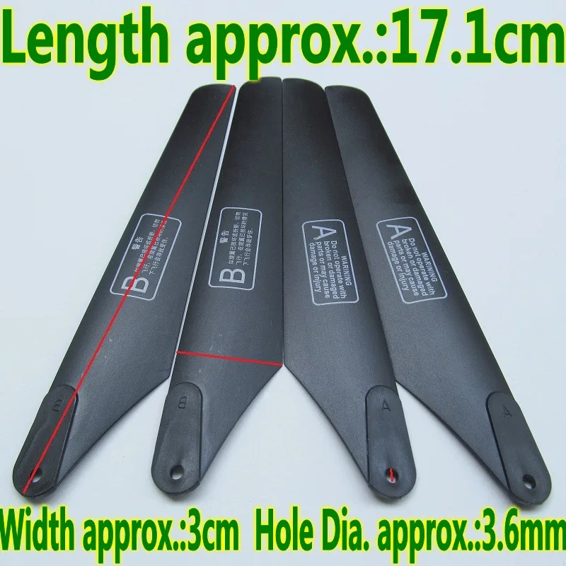 4PCS as Showing Main Blades Propeller Rotor 2A+2B 17.1CM 171MM LH1206 LH1306 For R/C Helicopter Rc Spare Parts Accessories