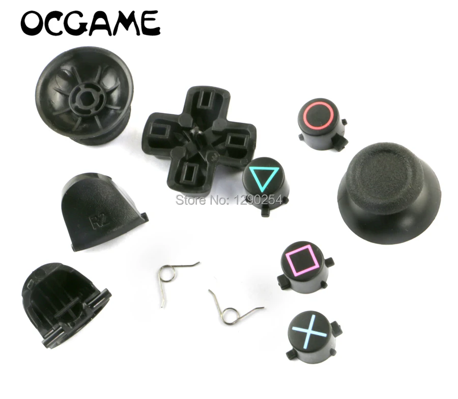 

OCGAME 20sets/lot 11 in 1 thumbsticks + L2 R2 tringer buttons springs + ABXY D-pad full set buttons for PS4 Controller