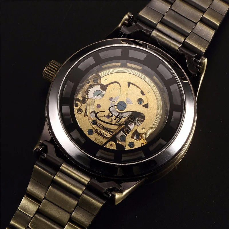 2020 orologi da uomo orologi meccanici di lusso da uomo Shenhua Fashion Vintage Bronze Automatic Mechanical Skeleton Watch Reloj Hombre