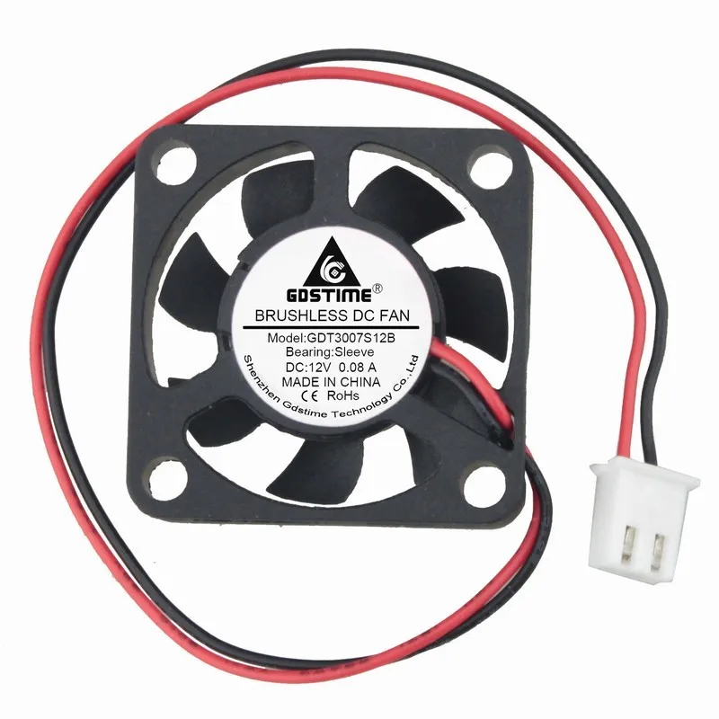 2 Pieces Gdstime DC 12v 30x30x7mm 3007 Mini Portable Cooling Fan 30mm x7mm 2Pin XH2.54