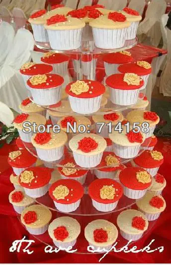 Wholesale Round 5 Tier plexiglass cupcake stand free charge of shipping cost wedding decoration