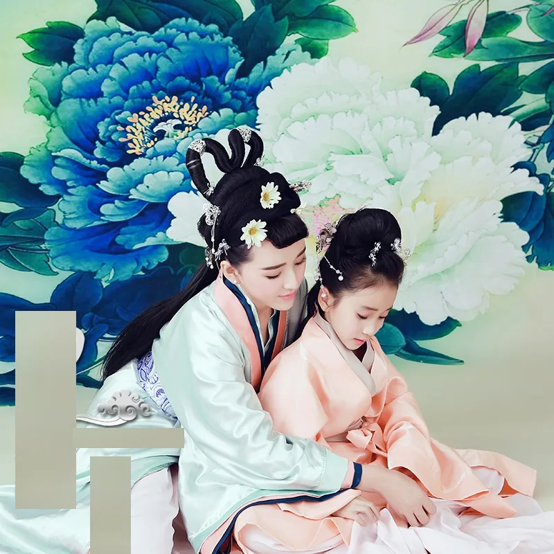 Quan Xiao Ge 전통 Hanfu 엄마와 딸 부모 자식 의상 세트 전통 Hanfu 무대 공연 의상