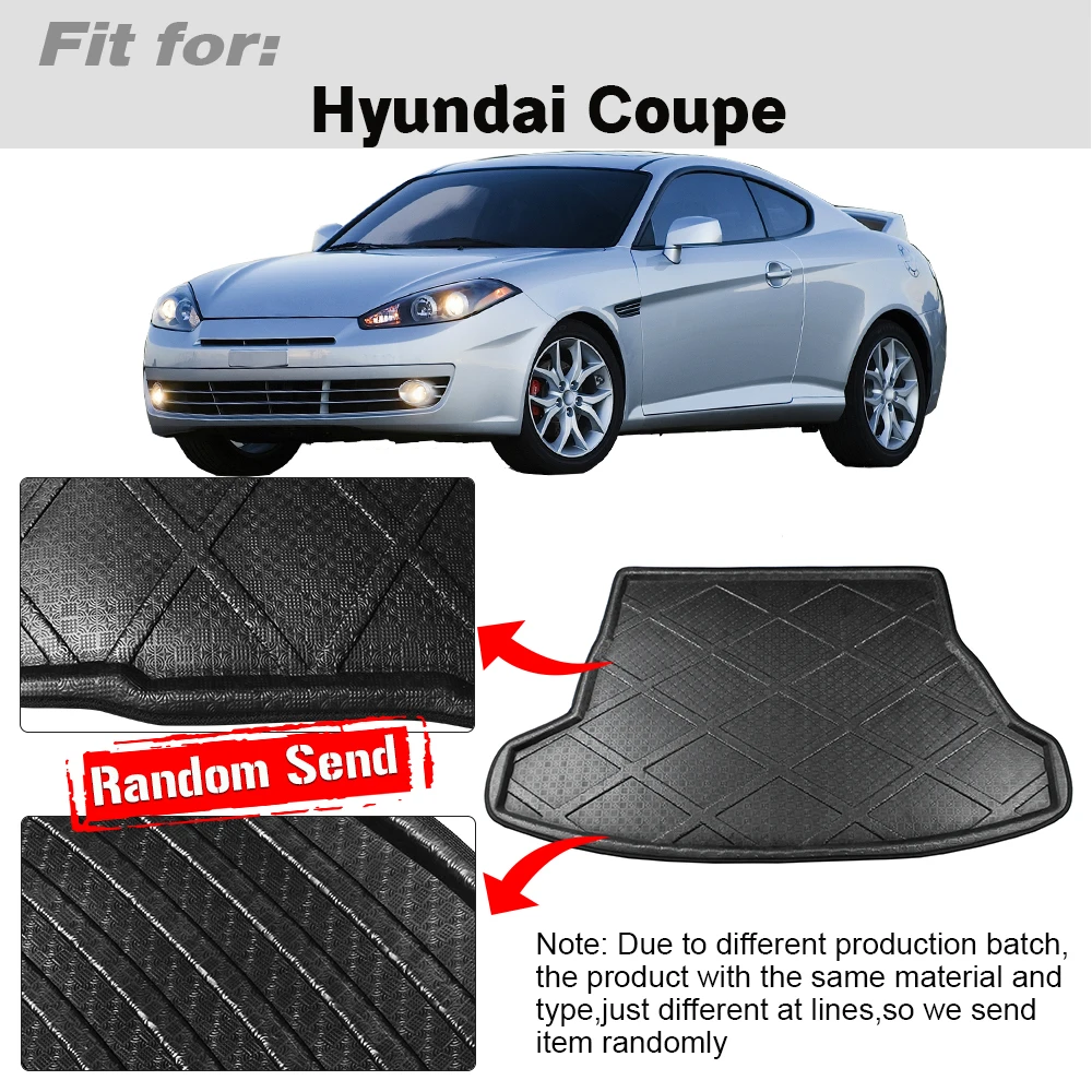 Buildreamen2 For Hyundai Coupe Car Rear Trunk Mat Floor Carpet Cargo Pad Tail Tray Boot Liner Mud Accessories