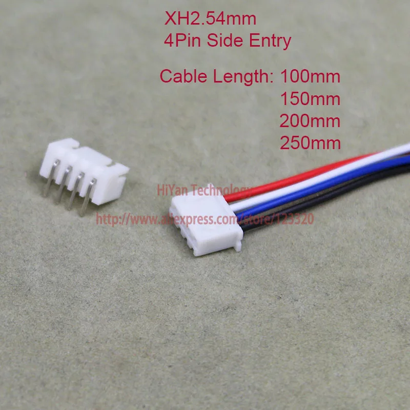 

25sets XH2.54 JST 2.54mm Pitch Side Entry 4Pin Connector 100mm To 250mm with 1007 26AWG Electronic Wire Cable 4P Pin Header