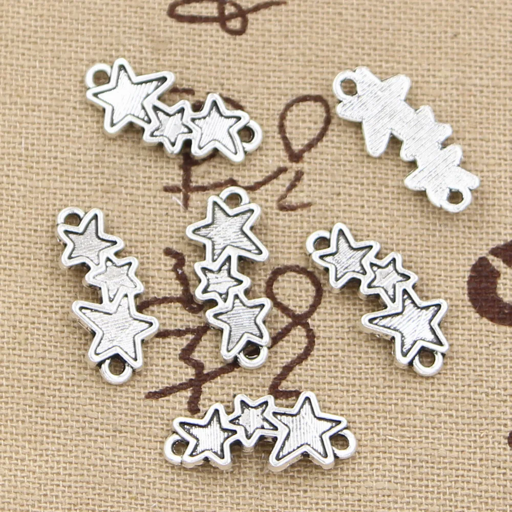 

30pcs Charms Star Link Connector 19x8mm Antique Silver Color Pendants DIYCrafts Making Findings Handmade Tibetan Jewelry