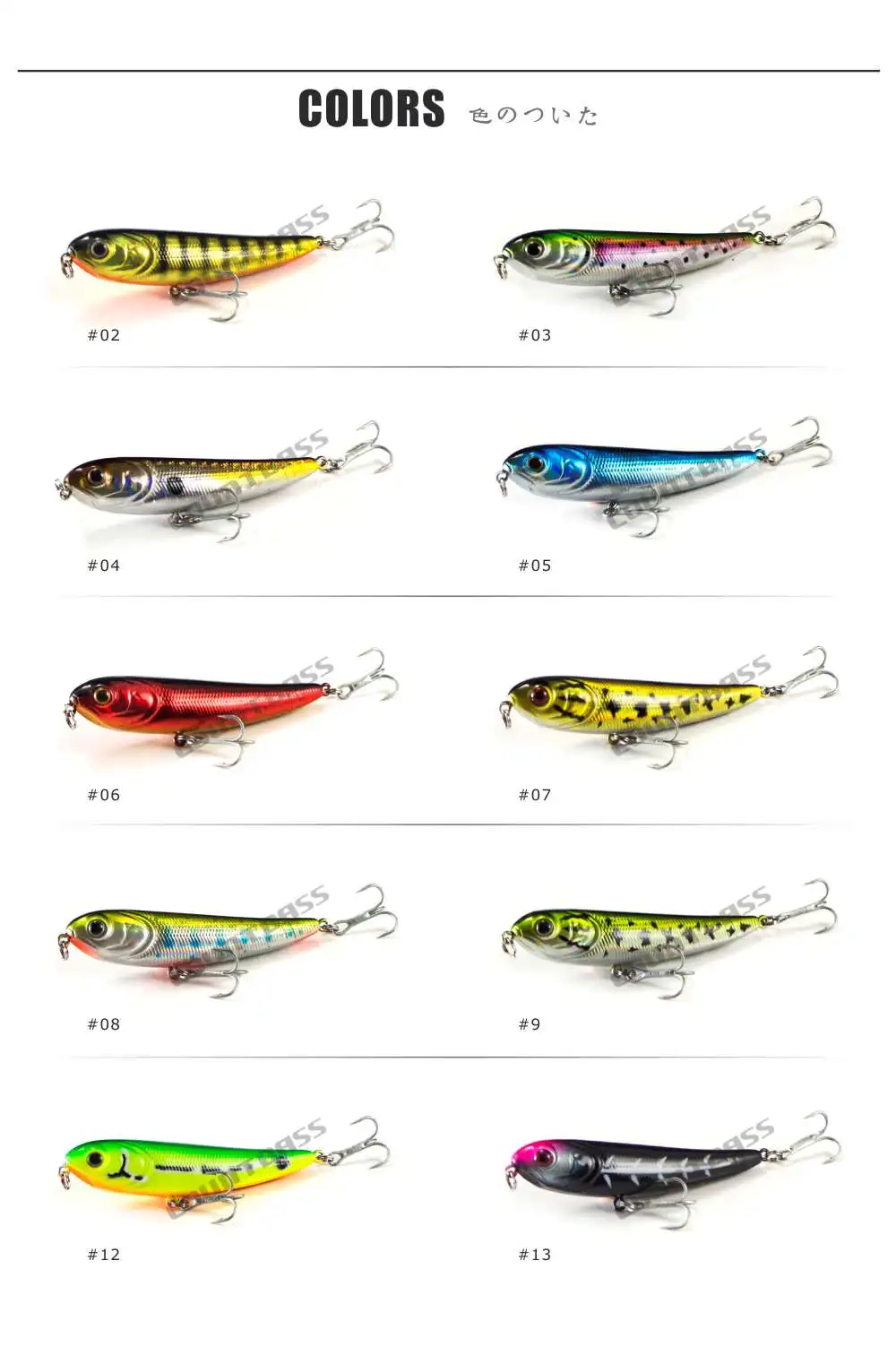 Countbass Bleistift-Angelköder, 70 mm, 2–3/4 Zoll, 5,8 g, 13/64 oz., 100 mm, 4 Zoll, 16,8 g, 19/32 oz., Topwater Hard Baits Plug Wobbler – Detail 4