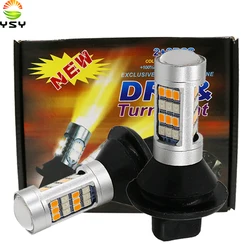 2x T20 7440 50W 2835 42SMD wolne od błędów Canbus LED DRL światła dzienne i przednie kierunkowskazy wszystko W jednym T20 7440 włącz światła