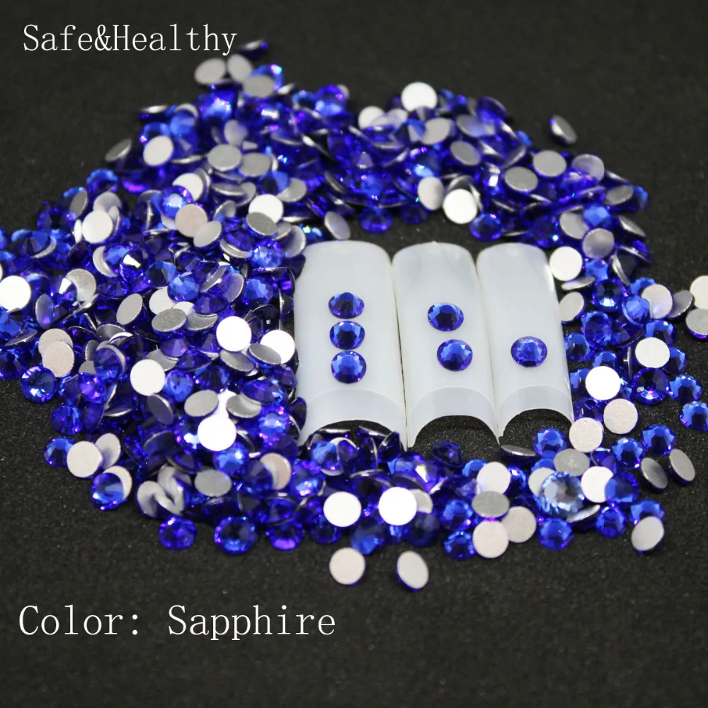 1440 pcs/Pack SS3-SS34 Sapphire Nail Art Decorations Rhinestones For 3d Charm Glass Flatback Non Hotfix DIY Nails Decorations