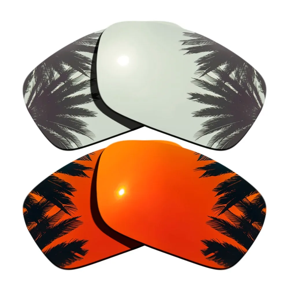 

(Silver Mirrored+Orange Red Mirrored Coating) 2-Pairs Polarized Replacement Lenses for Fuel Cell 100% UVA & UVB Protection