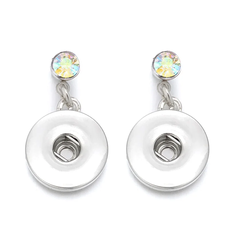 Hot Sale Fashion Interchangeable Crystal 033 Earring Fit 12mm 18mm Snap Button Earring For Women Gfit Charm Jewelry