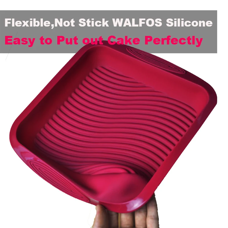 WALFOS Food Grade Non-Stick Silicone Layered Shape Rectangular Silicone Bread Pan Toast Bread Mold Cake Tray Mould  Baking Tools