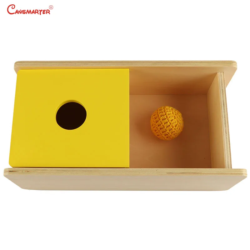 

Wooden Senses Concentration Exercises Toys Montessori Permanence Box With Knitted Ball Educational Preschool Games Children Toy