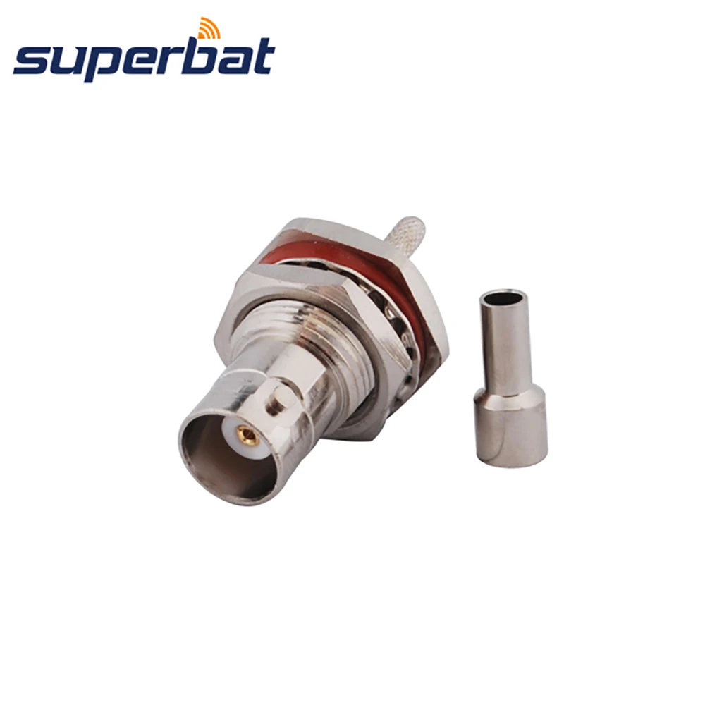 Superbat BNC Waterproof Crimp Female with Bulkhead O-ring RF Connector for Coaxial Cable RG179,RG174,RG316,LMR100