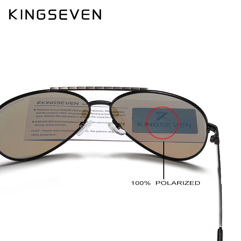 KINGSEVEN 2024 New Sunglasses For Men Design Aviation Alloy Full Frame Glasses HD Polarized UV400 Eye Protection Glasses Eyewear