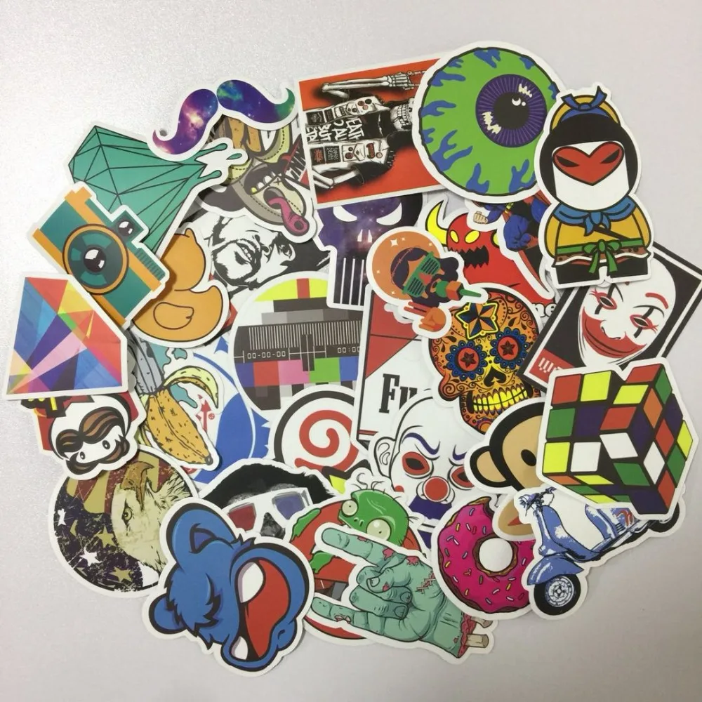 50PCS Waterproof Fashion Brand Logo Stickers Laptop Bike Motorcycle Skateboard Luggage Funny DIY Classic Toy Sticker Kid gift