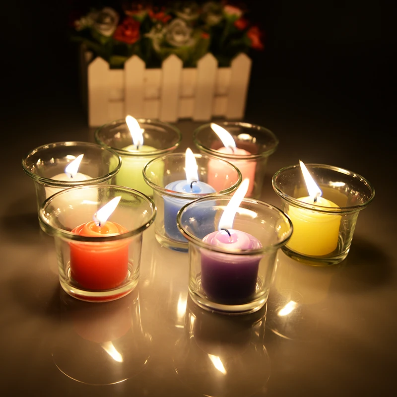 

12pcs /box Smokeless Aromatherapy candle tea put the circular paraffin candles red purple white pink blue candles tea wax