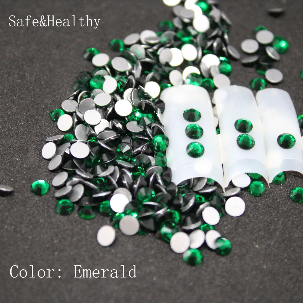 1440 pcs/Pack SS16-SS20 Emerald Nail Art Decorations Rhinestones For 3d Charm Glass Flatback Non Hotfix DIY Nails Decorations