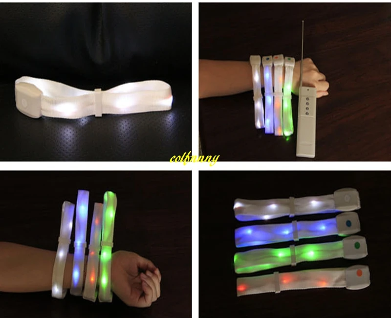 

300pcs/lot Remote Control Led Bracelet Glowing Wristbands Strap Bracelet Nylon Bangles Bracelets With one free remote for Party