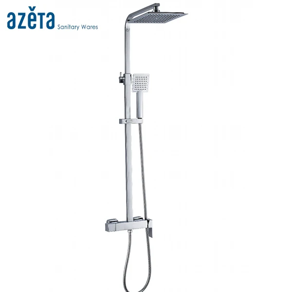 

Azeta Chrome Plated Rainfall Shower Set Bathroom Wall Mounted Shower System Single Handle Shower Faucet Set AT6618
