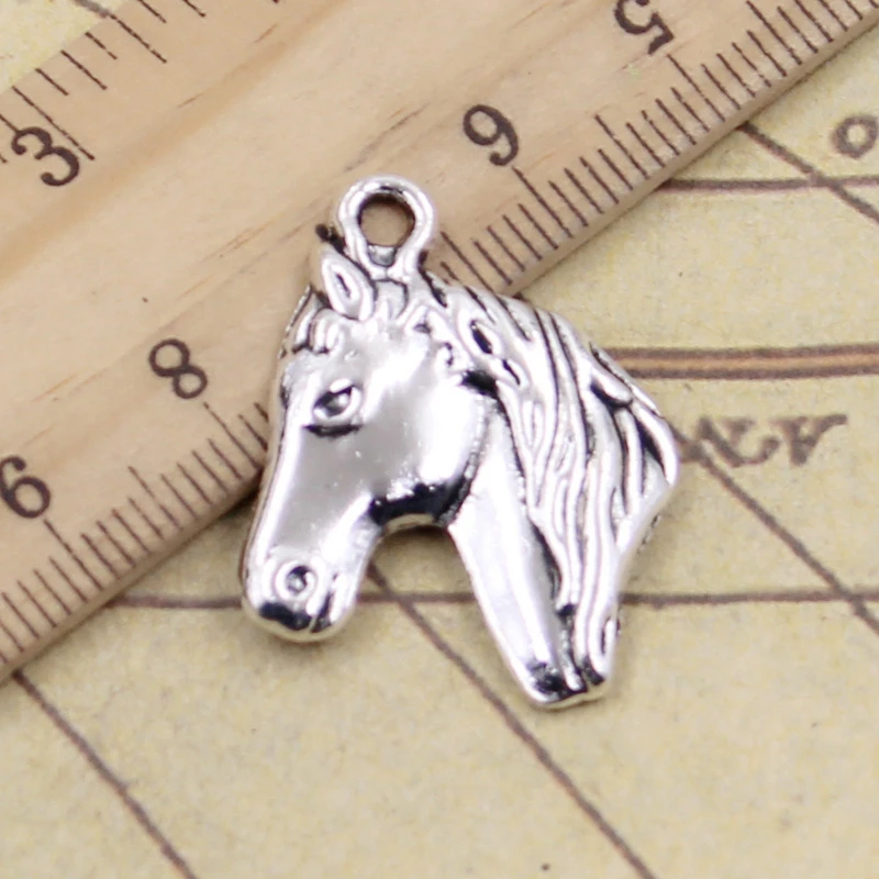 10pcs Charms Steed Horse Head 28x22mm Tibetan Bronze Silver Color Pendants Antique Jewelry Making DIY Handmade Craft