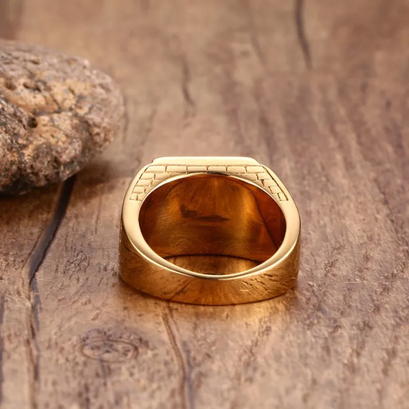 Fashion Gold Color Geometric Black Stone Ring Stainless Steel Minimalist Fine Jewelry For Men Women Party Gift image 5