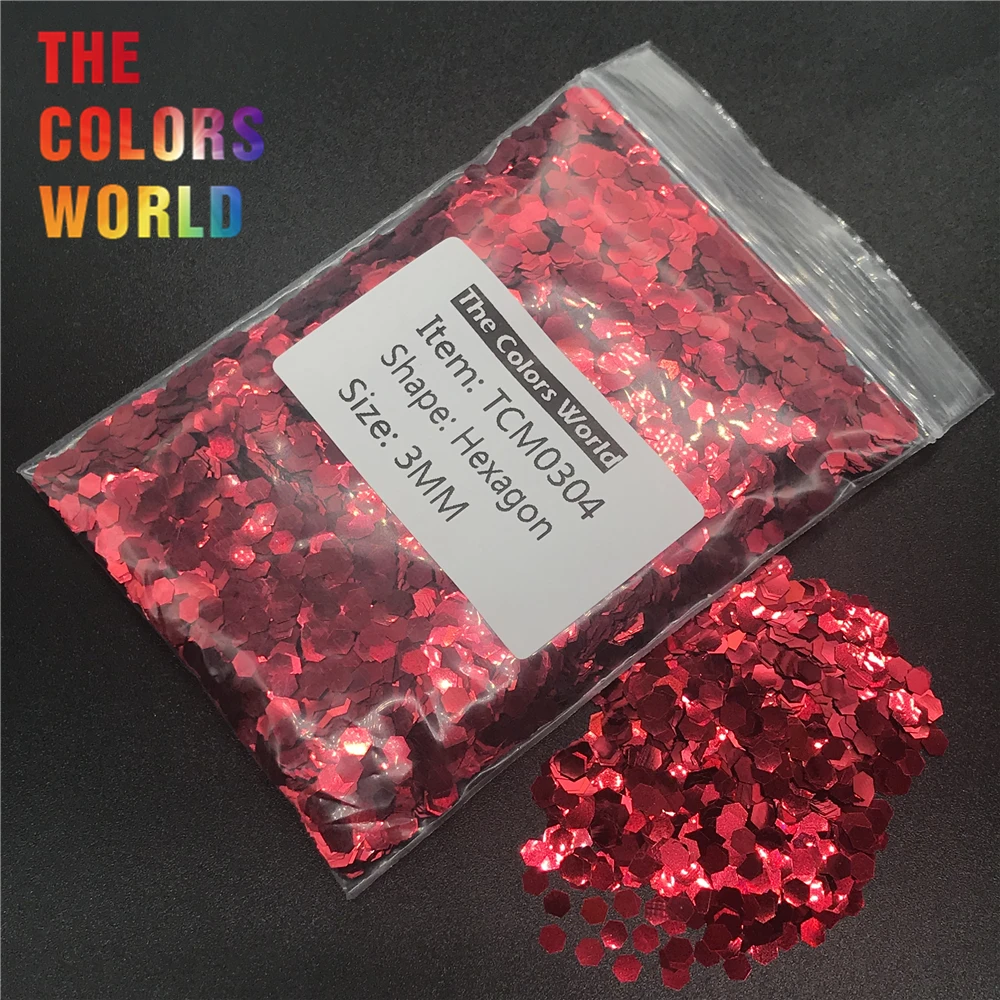 TCM0304 Wine Red Color Metallic Luster Hexagon Shape Nail Glitter Nail Art Decoration Face Glitter Henna Handwork Material DIY