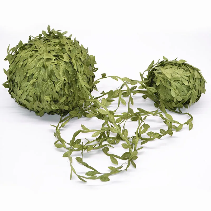 20m Silk Green Leaves Artificial String Leaf Flower Garland DIY Wreath Scrapbooking Craft Fake Leaves Home Wedding Decoration