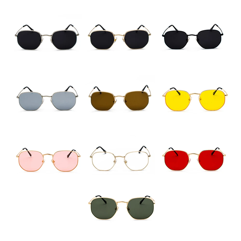 Kachawoo Vintage Gold Sunglasses Men Square Metal Frame Silver Brown Black Small Sun Glasses Female Unisex Summer Style