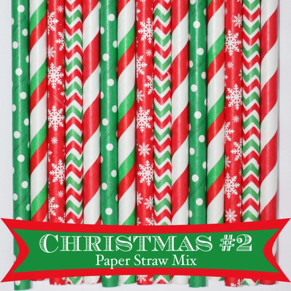 

Free DHL 1000pcs Christmas Drinking Paper Straws,Green and Red Stripe Chevron Dot Star Snowflake Vintage Paper Straws Party Bulk